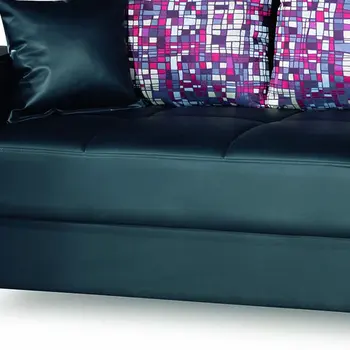 87" Black Faux Leather Convertible Futon Sleeper Sofa And Toss Pillows With Storage