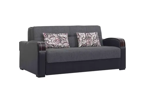 74" Gray Chenille Convertible Futon Sleeper Sofa And Toss Pillows With Storage