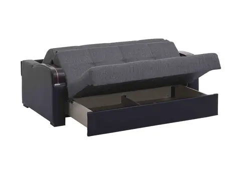 74" Gray Chenille Convertible Futon Sleeper Sofa And Toss Pillows With Storage