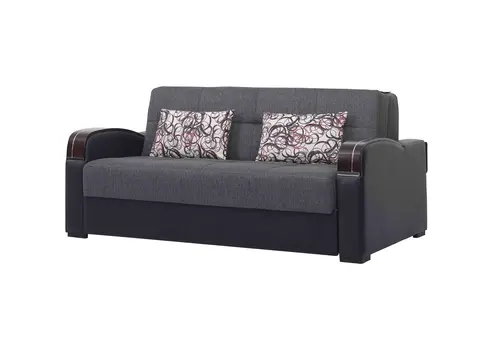 74" Gray Chenille Convertible Futon Sleeper Sofa And Toss Pillows With Storage