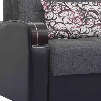 74" Gray Chenille Convertible Futon Sleeper Sofa And Toss Pillows With Storage
