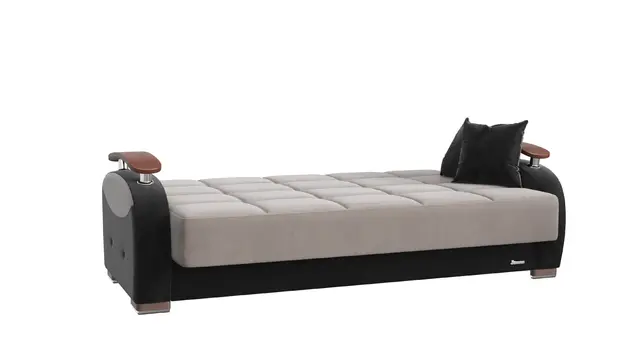 84" Gray Microfiber Convertible Futon Sleeper Sofa And Toss Pillows With Storage