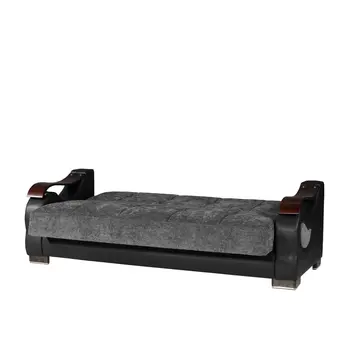 87" Gray Chenille Convertible Futon Sleeper Sofa And Toss Pillows With Storage