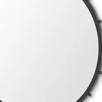 44" Black Round Metal Framed Accent Mirror