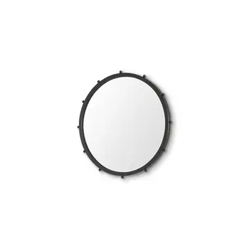 25" Black Metal Round Accent Mirror
