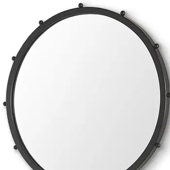 25" Black Metal Round Accent Mirror