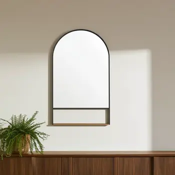40" Black Metal Arch Accent Mirror