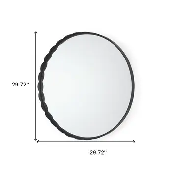 30" Black Metal Scalloped Accent Mirror