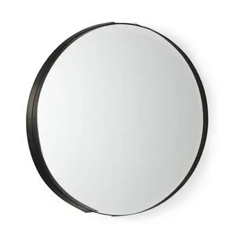 24" Black Metal Round Accent Mirror
