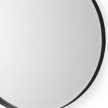 24" Black Metal Round Accent Mirror