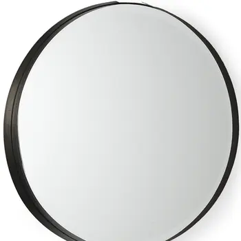 24" Black Metal Round Accent Mirror