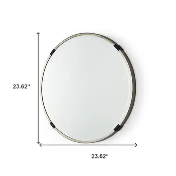 24" Gold Metal Round Accent Mirror
