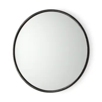 36" Black Metal Round Accent Mirror