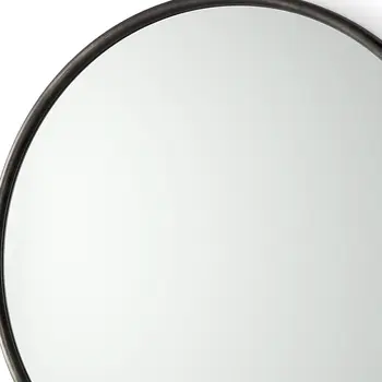 36" Black Metal Round Accent Mirror