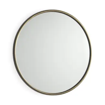 36" Gold Metal Round Accent Mirror