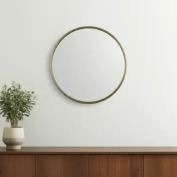36" Gold Metal Round Accent Mirror