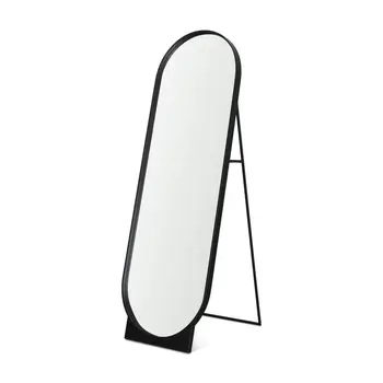 67" Black Metal Oval Freestanding Accent Mirror