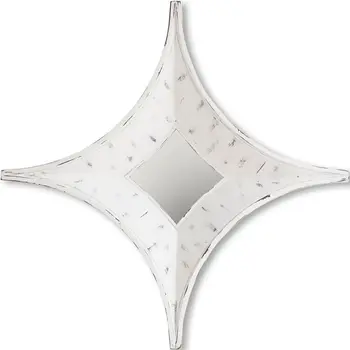 17" White Solid Wood Novelty Accent Mirror