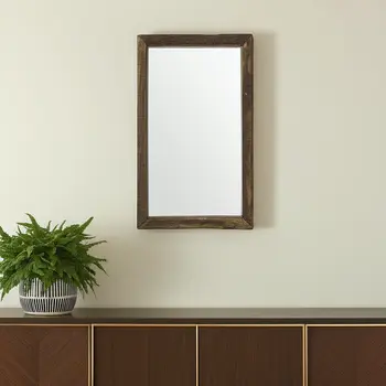 18" White Solid Wood Square Accent Mirror