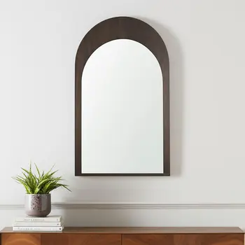 48" Brown Solid Wood Arch Accent Mirror