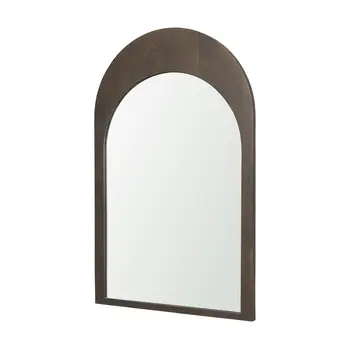 36" Brown Solid Wood Arch Accent Mirror
