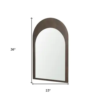 36" Brown Solid Wood Arch Accent Mirror