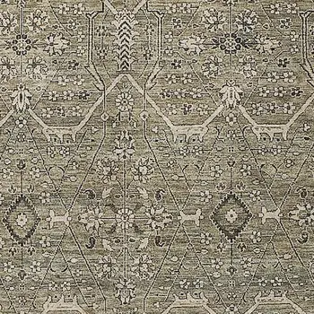 3' X 5' Khaki Floral Washable Indoor Outdoor Area Rug