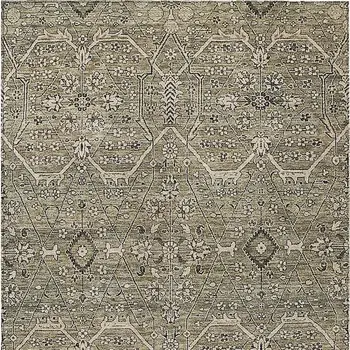 8' X 10' Khaki Floral Washable Indoor Outdoor Area Rug