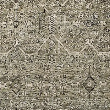 8' X 10' Khaki Floral Washable Indoor Outdoor Area Rug