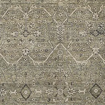 10' X 14' Khaki Floral Washable Indoor Outdoor Area Rug