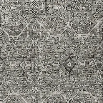 5' X 8' Pewter Floral Washable Indoor Outdoor Area Rug