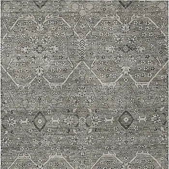 9' X 12' Pewter Floral Washable Indoor Outdoor Area Rug