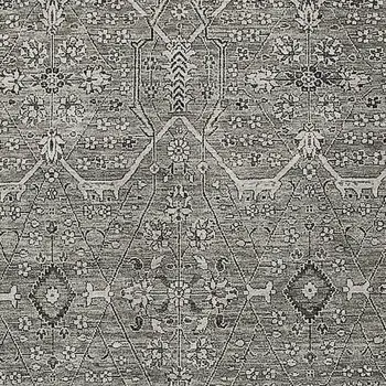 9' X 12' Pewter Floral Washable Indoor Outdoor Area Rug