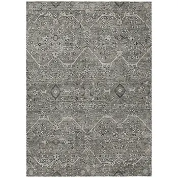 10' X 14' Pewter Floral Washable Indoor Outdoor Area Rug