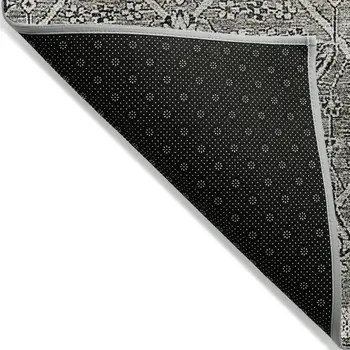 10' X 14' Pewter Floral Washable Indoor Outdoor Area Rug
