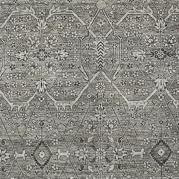 10' X 14' Pewter Floral Washable Indoor Outdoor Area Rug