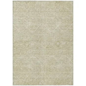 3' X 5' Beige Floral Washable Indoor Outdoor Area Rug