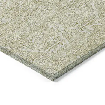 3' X 5' Beige Floral Washable Indoor Outdoor Area Rug