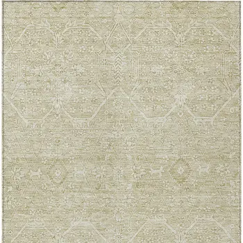 3' X 5' Beige Floral Washable Indoor Outdoor Area Rug