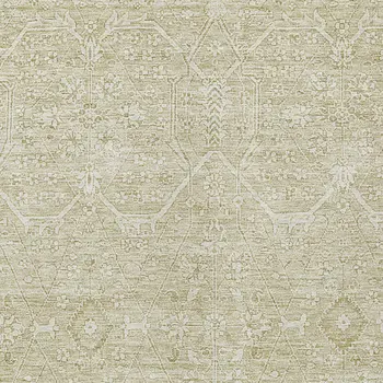 5' X 8' Beige Floral Washable Indoor Outdoor Area Rug