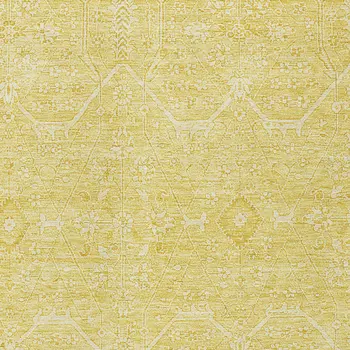 5' X 8' Gold Floral Washable Indoor Outdoor Area Rug