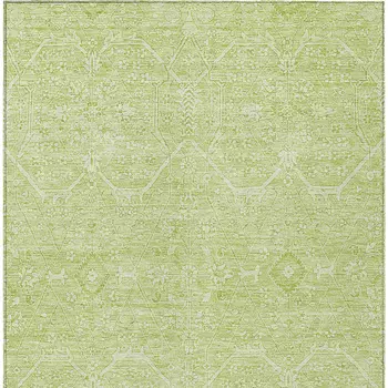5' X 8' Mint Green Floral Washable Indoor Outdoor Area Rug