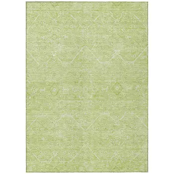 5' X 8' Mint Green Floral Washable Indoor Outdoor Area Rug