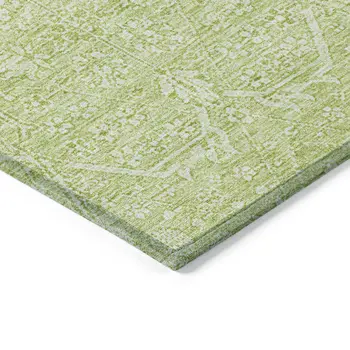 5' X 8' Mint Green Floral Washable Indoor Outdoor Area Rug