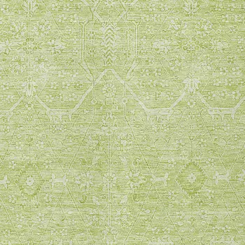 5' X 8' Mint Green Floral Washable Indoor Outdoor Area Rug