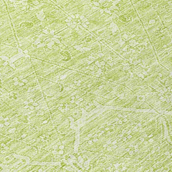 8' Mint Green Round Floral Washable Indoor Outdoor Area Rug