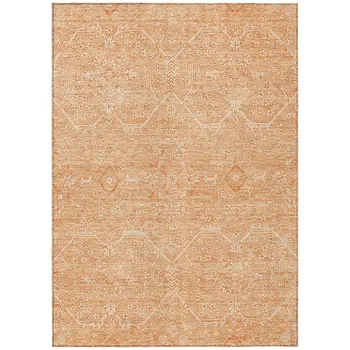 3' X 5' Salmon Floral Washable Indoor Outdoor Area Rug