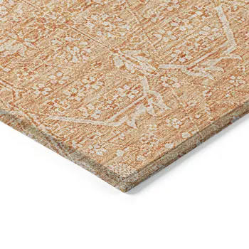 3' X 5' Salmon Floral Washable Indoor Outdoor Area Rug