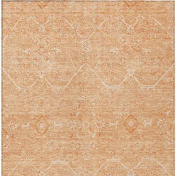 3' X 5' Salmon Floral Washable Indoor Outdoor Area Rug