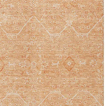 5' X 8' Salmon Floral Washable Indoor Outdoor Area Rug